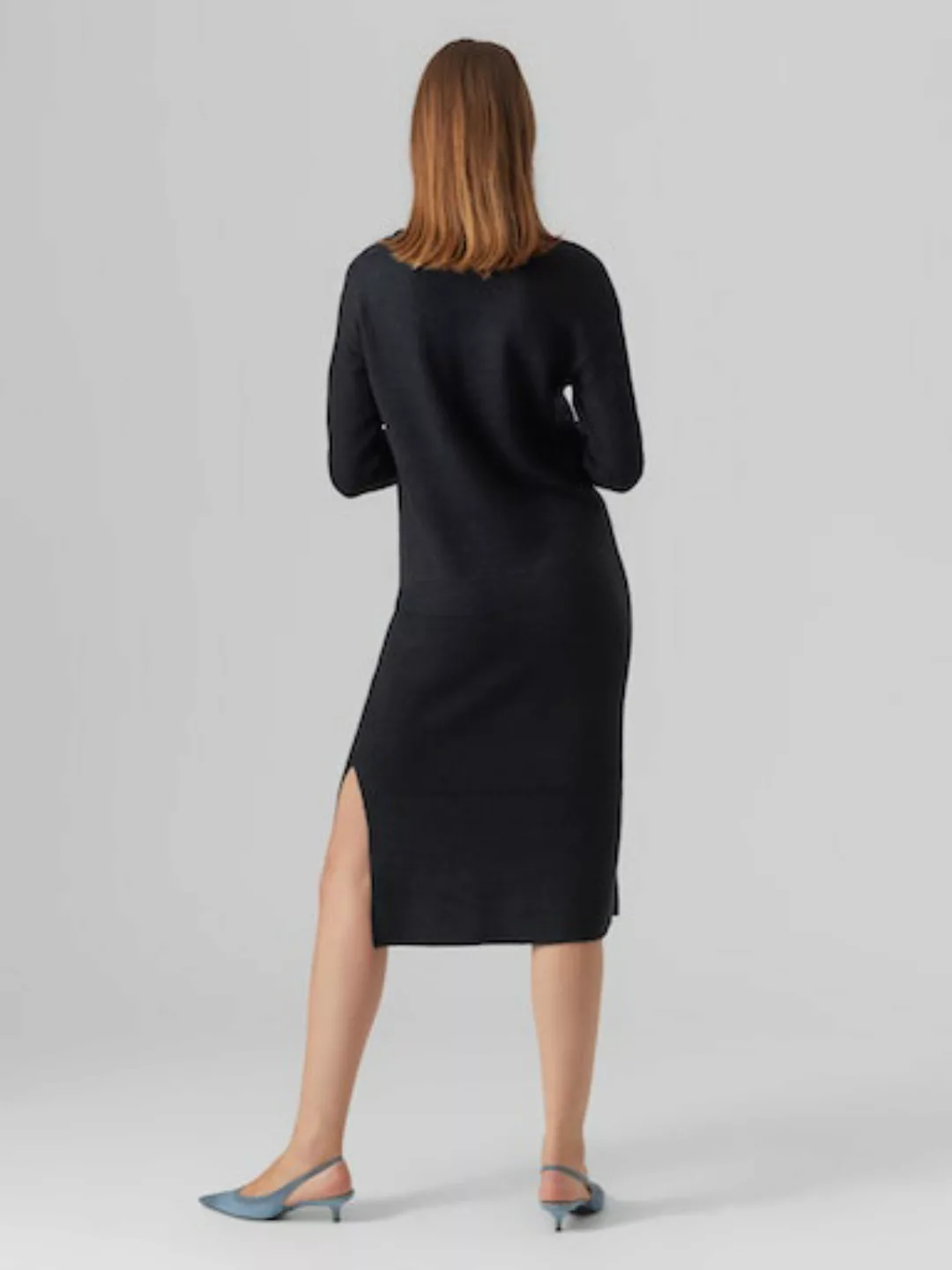 Vero Moda Strickkleid VMLEFILE LS BOATNECK CALF DRESS NOOS günstig online kaufen