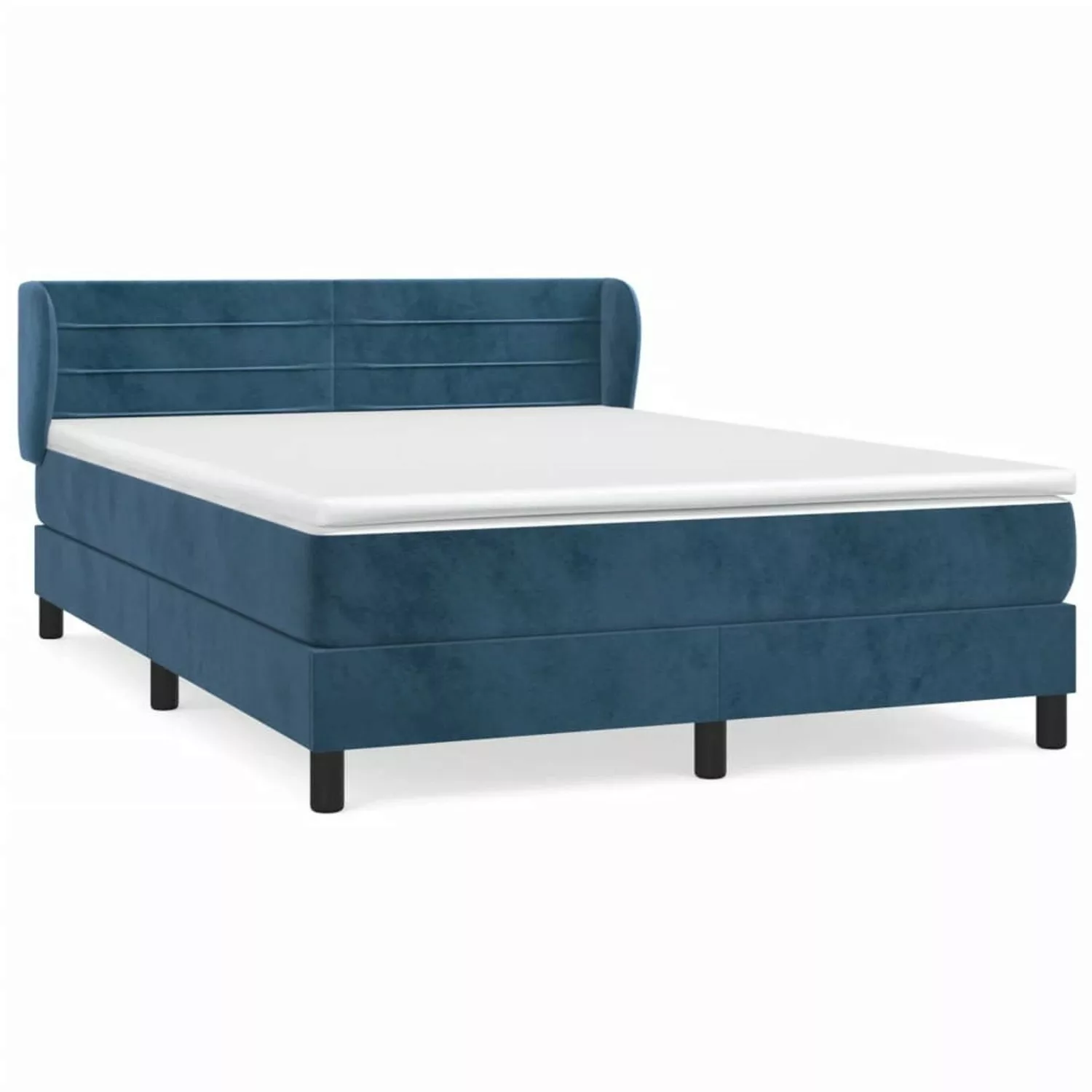 vidaXL Boxspringbett mit Matratze Dunkelblau 140x190 cm Samt1466929 günstig online kaufen