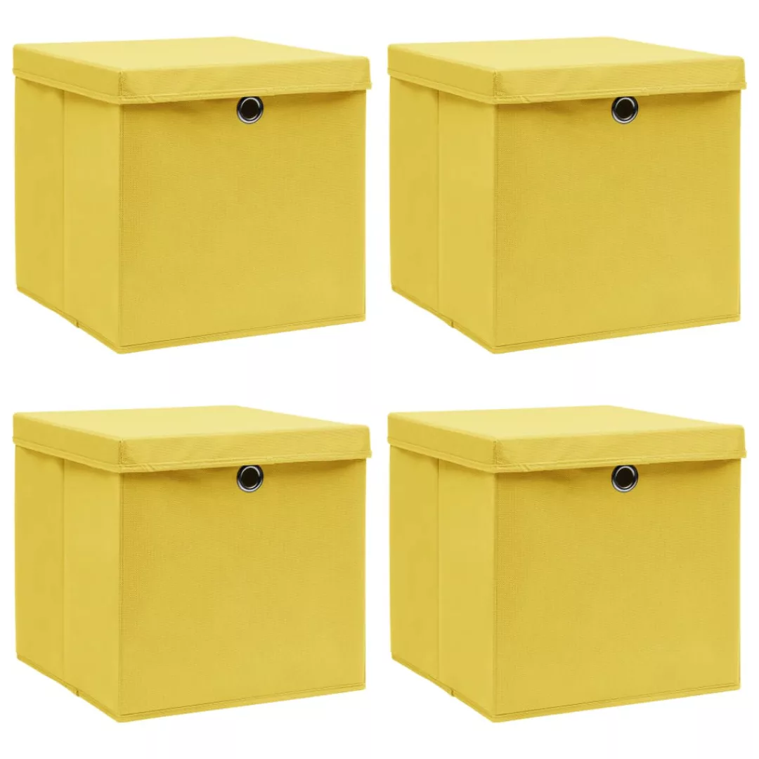 Aufbewahrungsboxen Mit Deckel 4 Stk. Gelb 32×32×32cm Stoff günstig online kaufen
