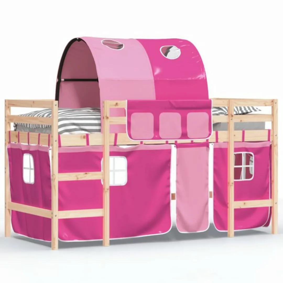 vidaXL Kinderbett Kinderhochbett mit Tunnel Rosa 90x190 cm Massivholz Kiefe günstig online kaufen