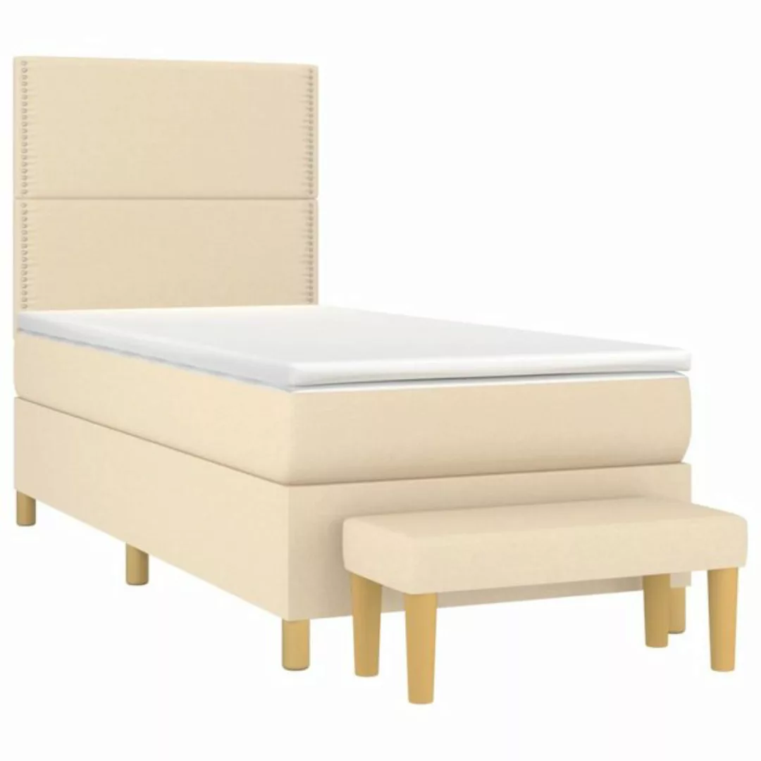 vidaXL Bett Boxspringbett mit Matratze Creme 80x200 cm Stoff günstig online kaufen