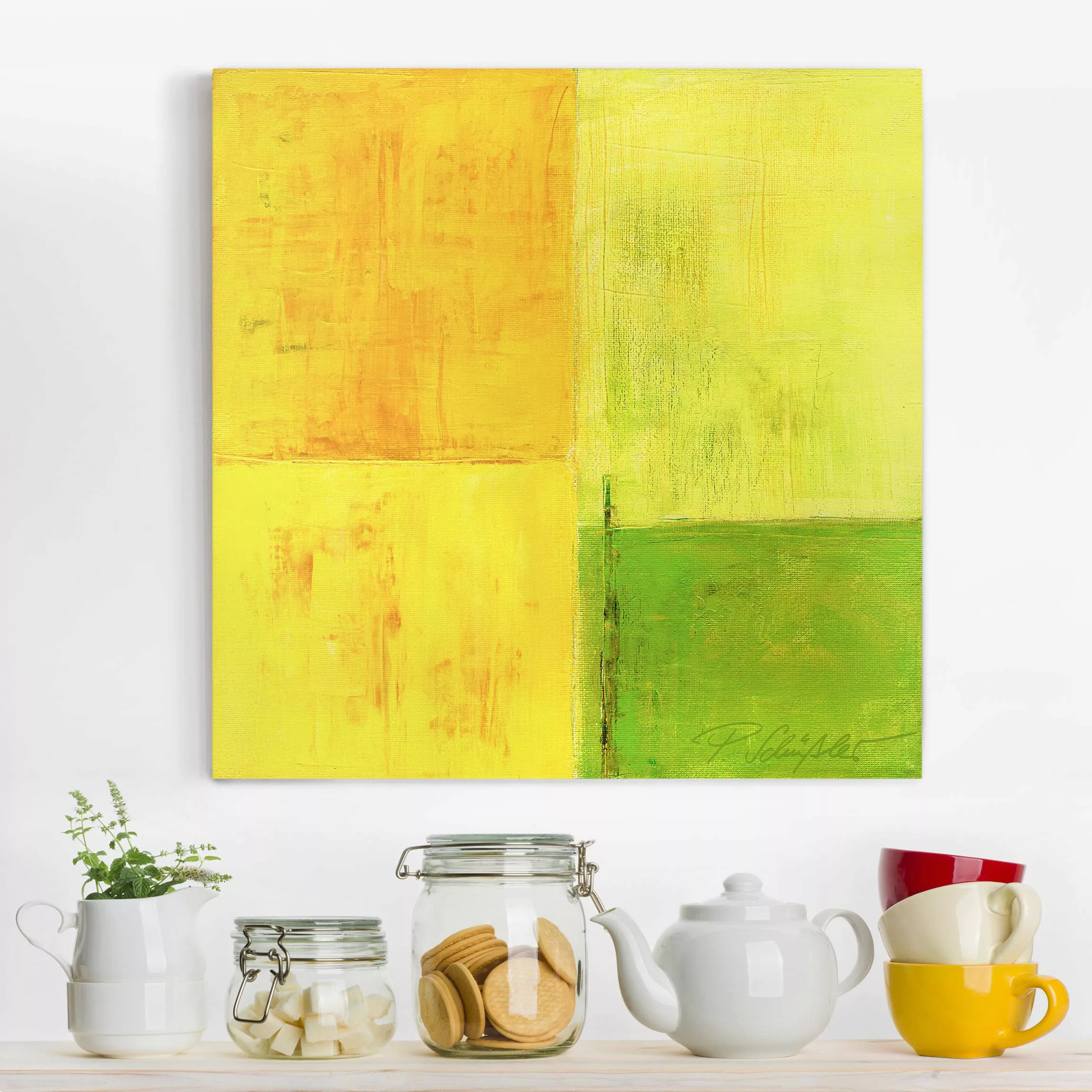 Leinwandbild Kunstdruck - Quadrat Petra Schüßler - Frühlings Komposition 02 günstig online kaufen