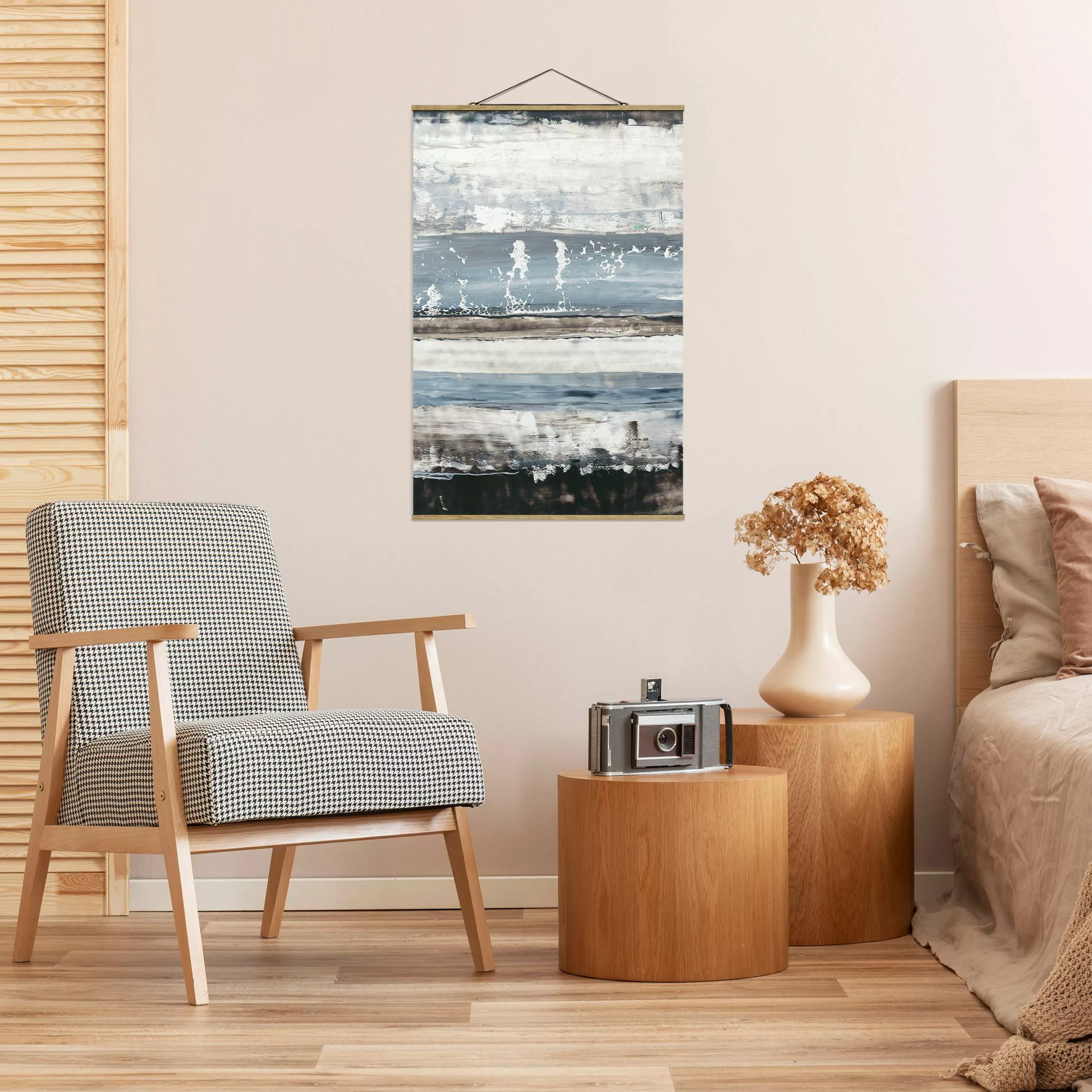 Stoffbild Abstrakt mit Posterleisten - Hochformat Eisiger Horizont I günstig online kaufen