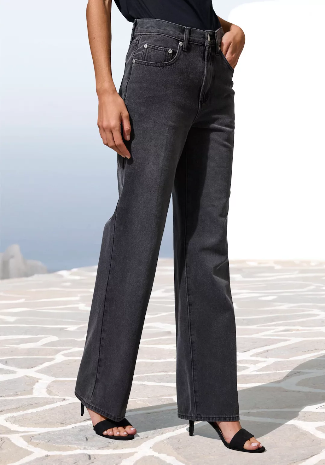 LASCANA Weite Jeans, mit hohem Bund und 5-Pocket-Style, Wide-Leg Jeans günstig online kaufen