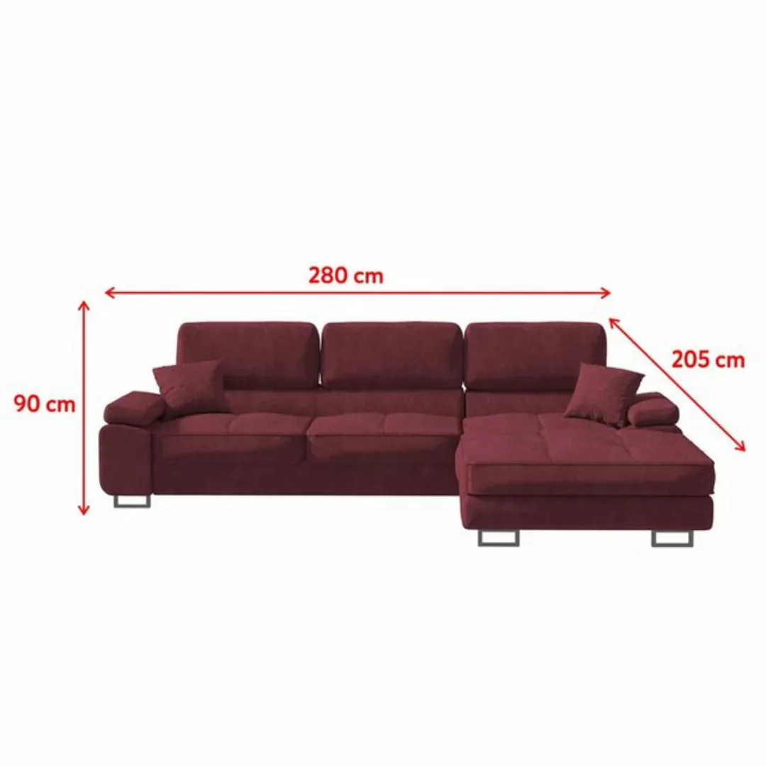 DB-Möbel Ecksofa Eckbettsofa "ANTAG" Sofa mit Samtbezug, wasserabweisend. günstig online kaufen