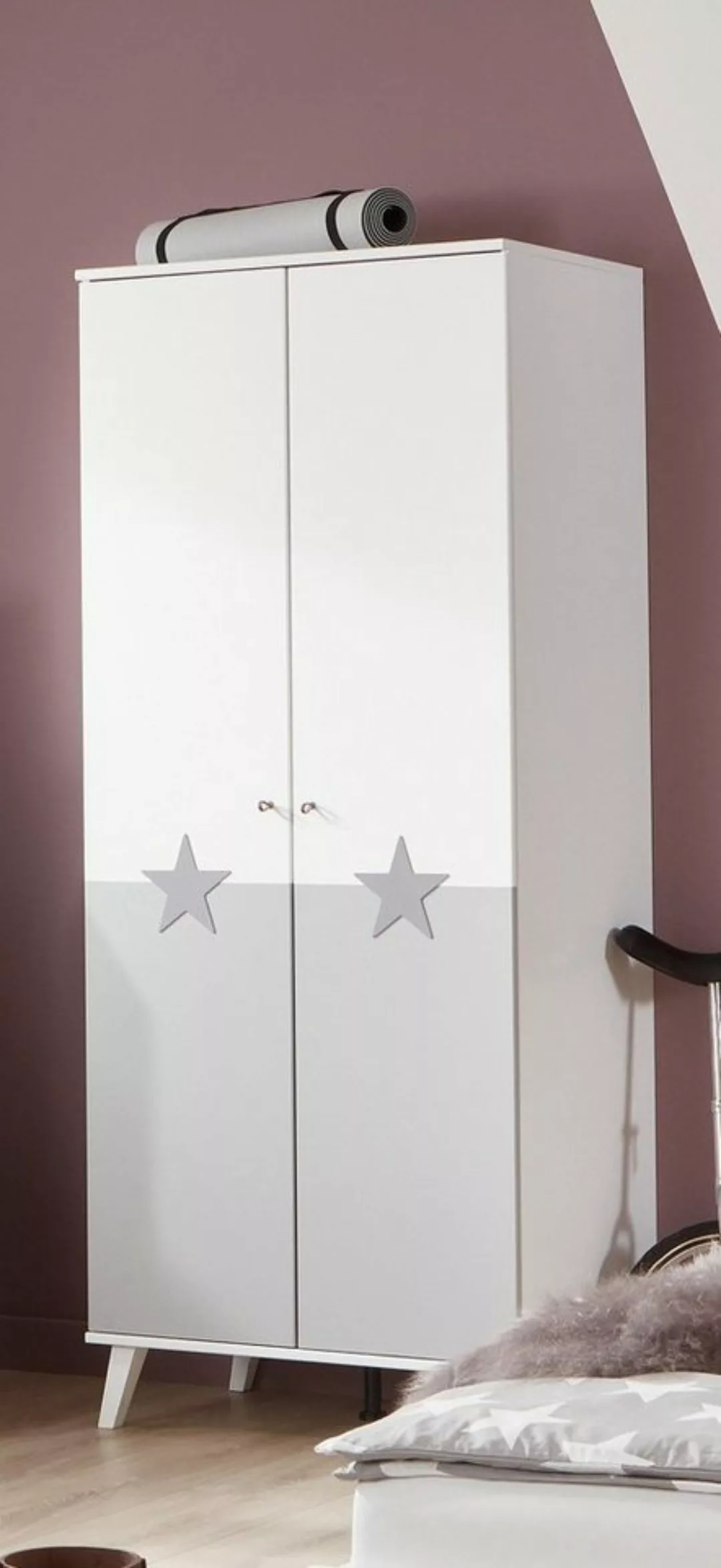 Wimex Kleiderschrank in WEISS + LIGHT GREY mit 2 Türen und einem Einlegebod günstig online kaufen