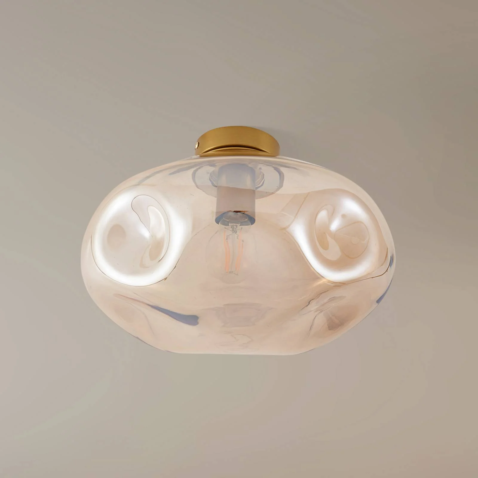 Lindby Deckenleuchte Lelia, amber, Glas, Ø 35 cm günstig online kaufen