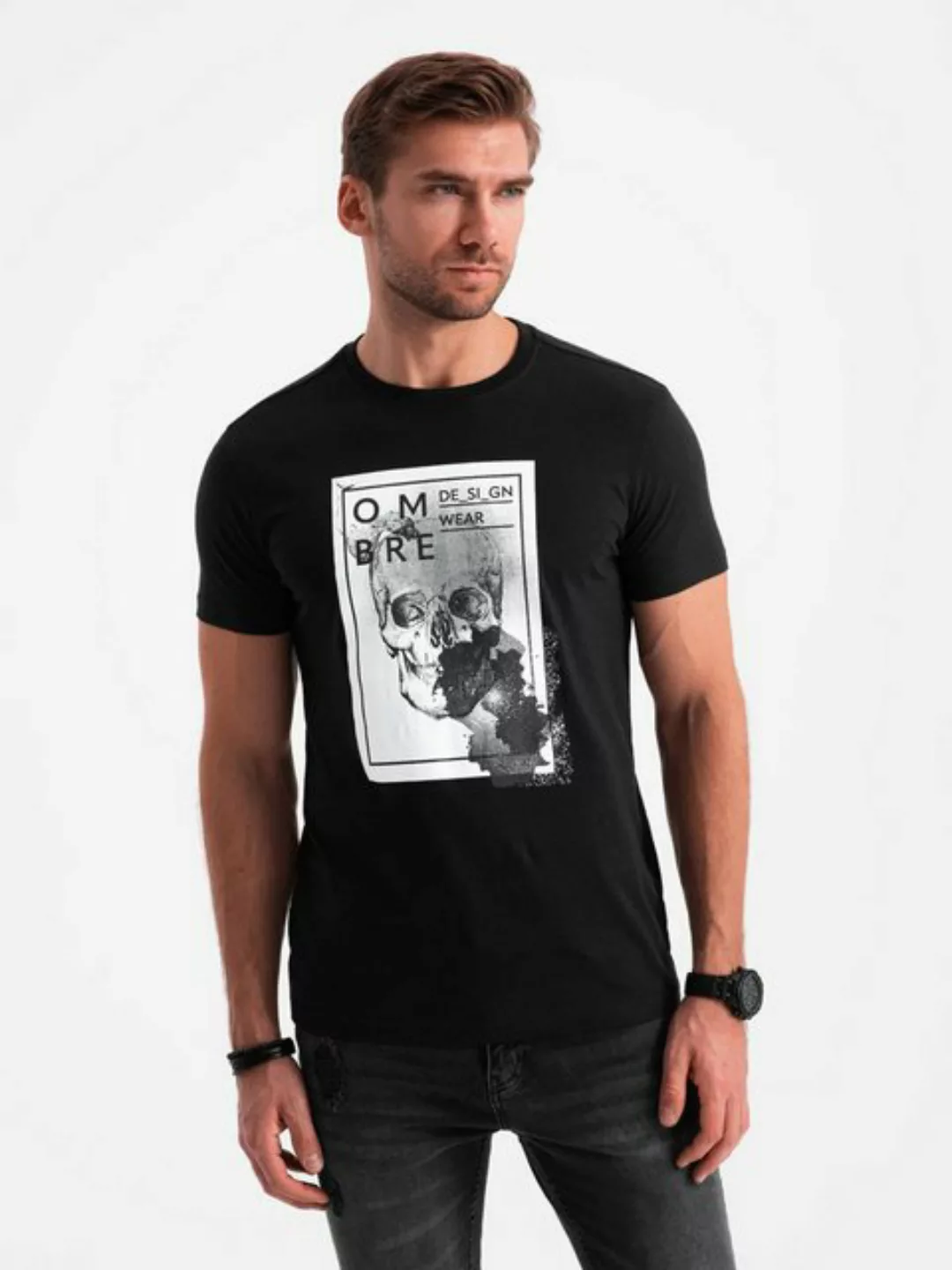 OMBRE Print-Shirt T-Shirt mit Totenkopf günstig online kaufen