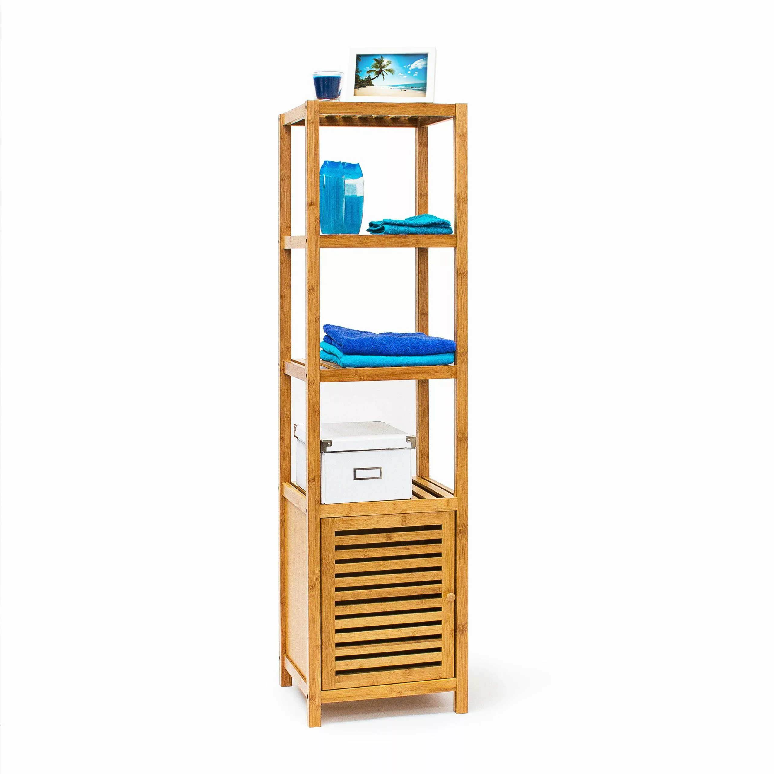 relaxdays Badregal Bambus mit Tür, 5 günstig online kaufen