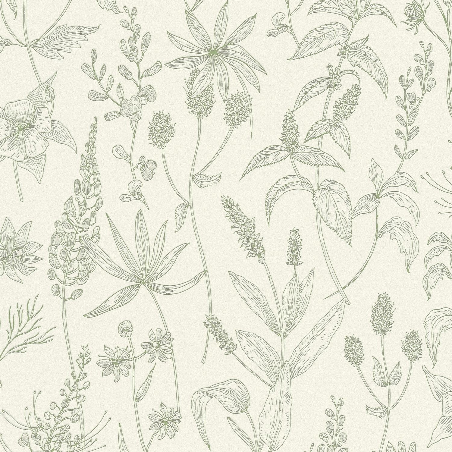 PROFHOME 373635-GU Landhaus Tapete Floral Matt Grün Silber Weiß 0,53 m x 10 günstig online kaufen
