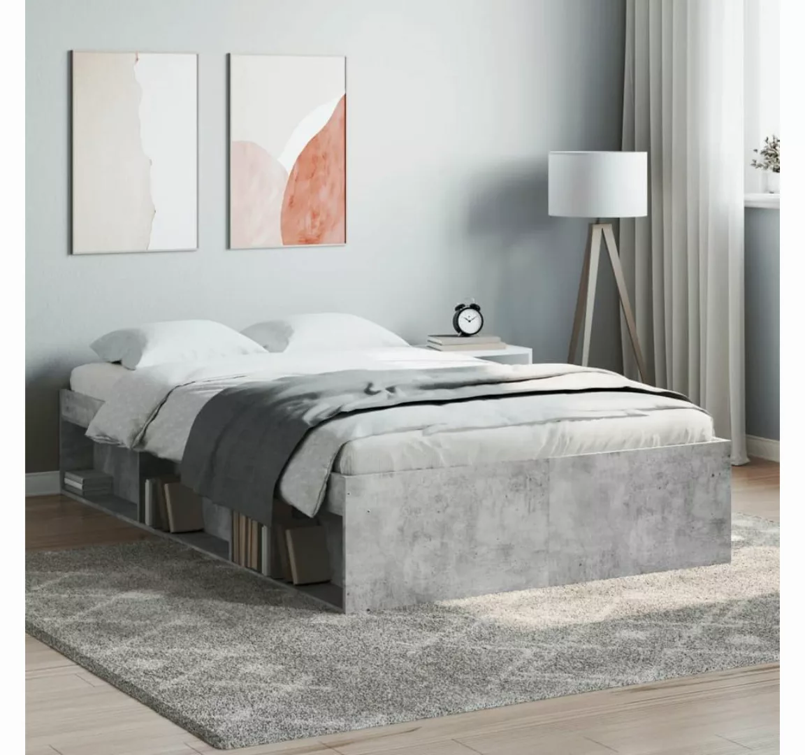 vidaXL Bett, Bettgestell Betongrau 120x200 cm günstig online kaufen