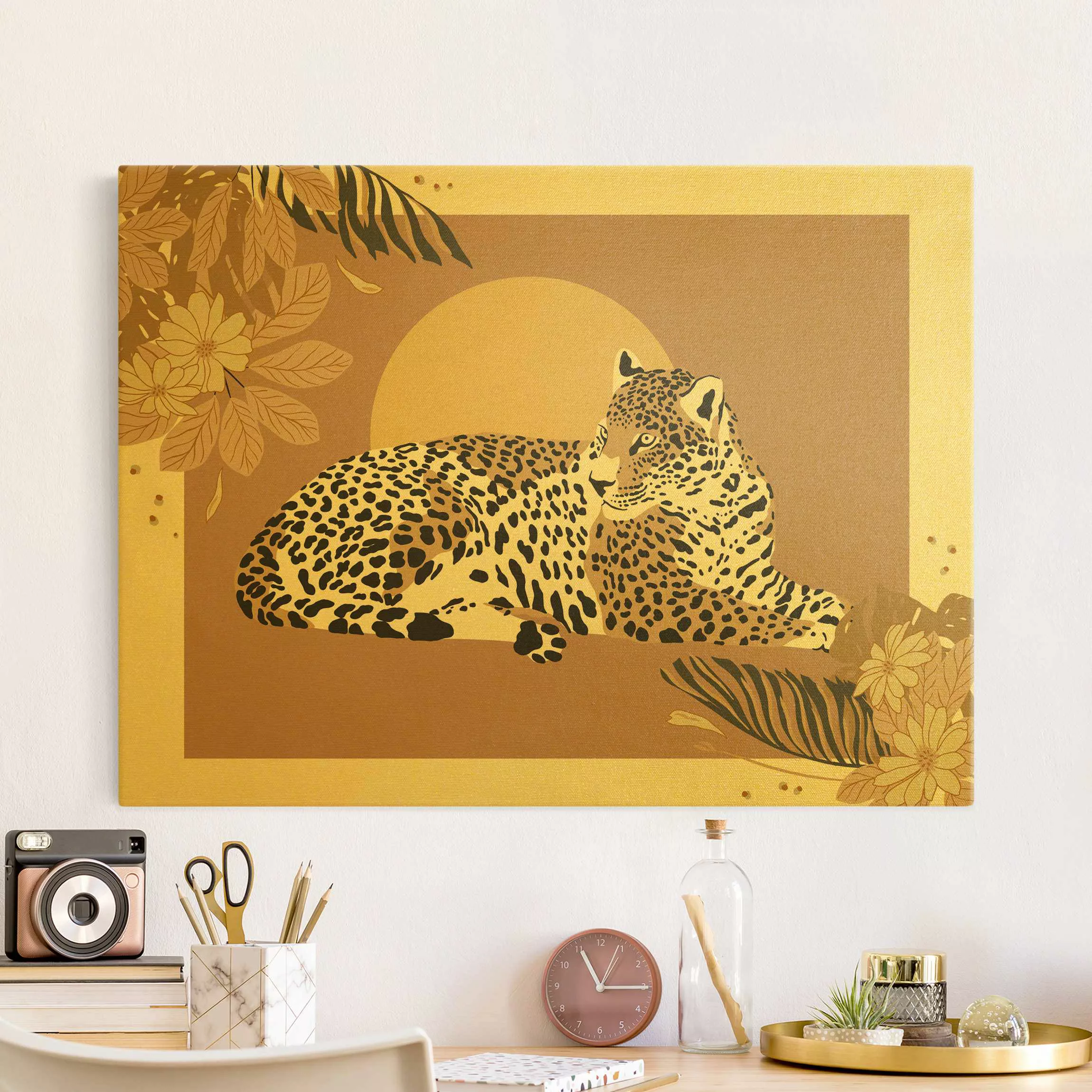 Leinwandbild Safari Tiere - Leopard im Sonnenuntergang günstig online kaufen