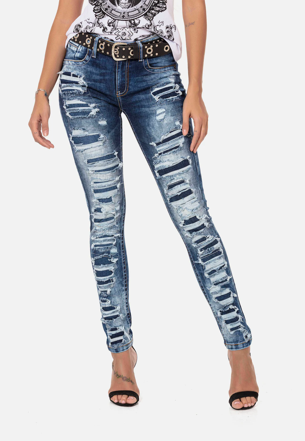 Cipo & Baxx Slim-fit-Jeans, mit coolen Destroyed-Elementen günstig online kaufen