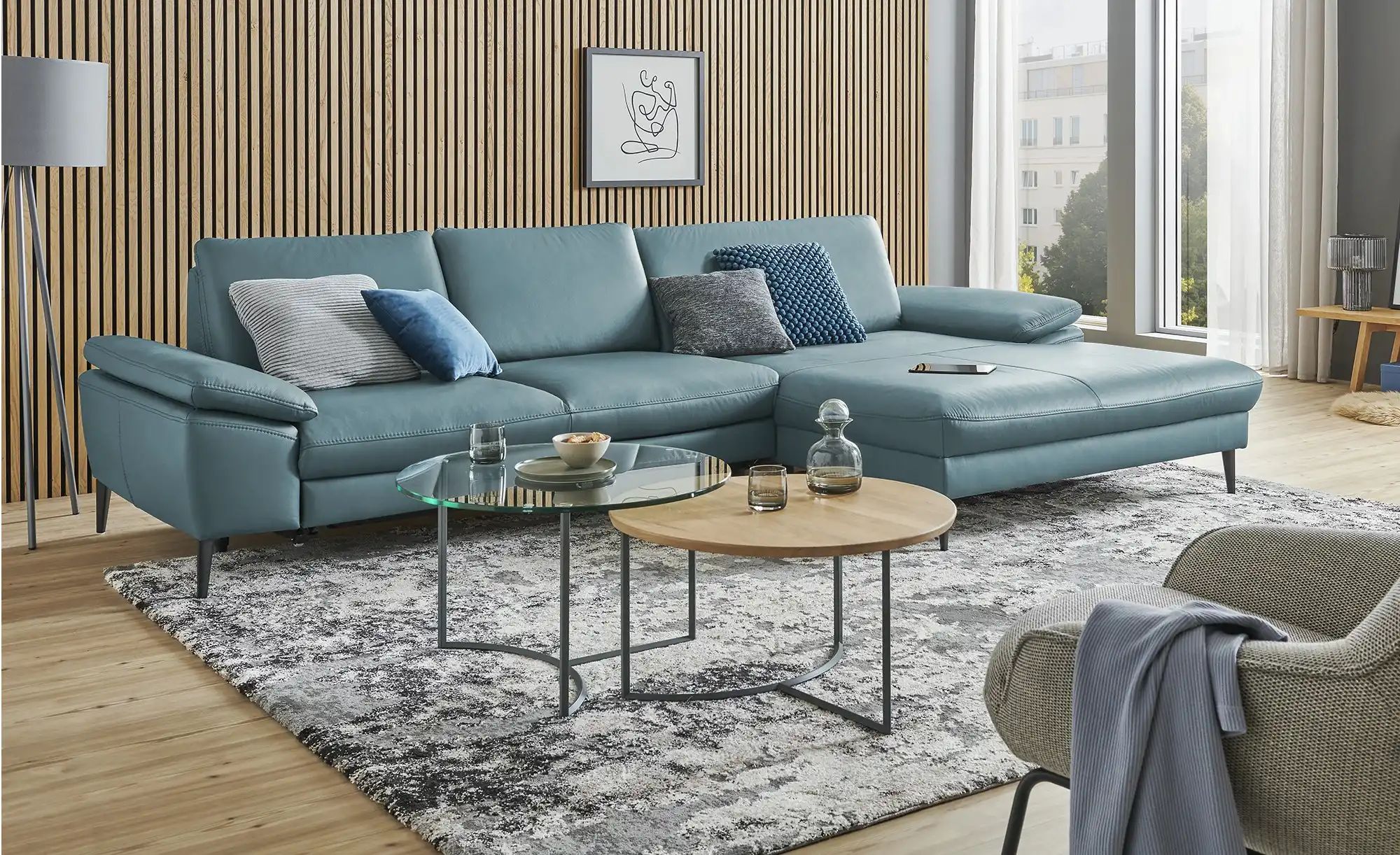 Gallery M Ecksofa  Diana ¦ blau ¦ Maße (cm): B: 298 H: 86 T: 181 Polstermöb günstig online kaufen