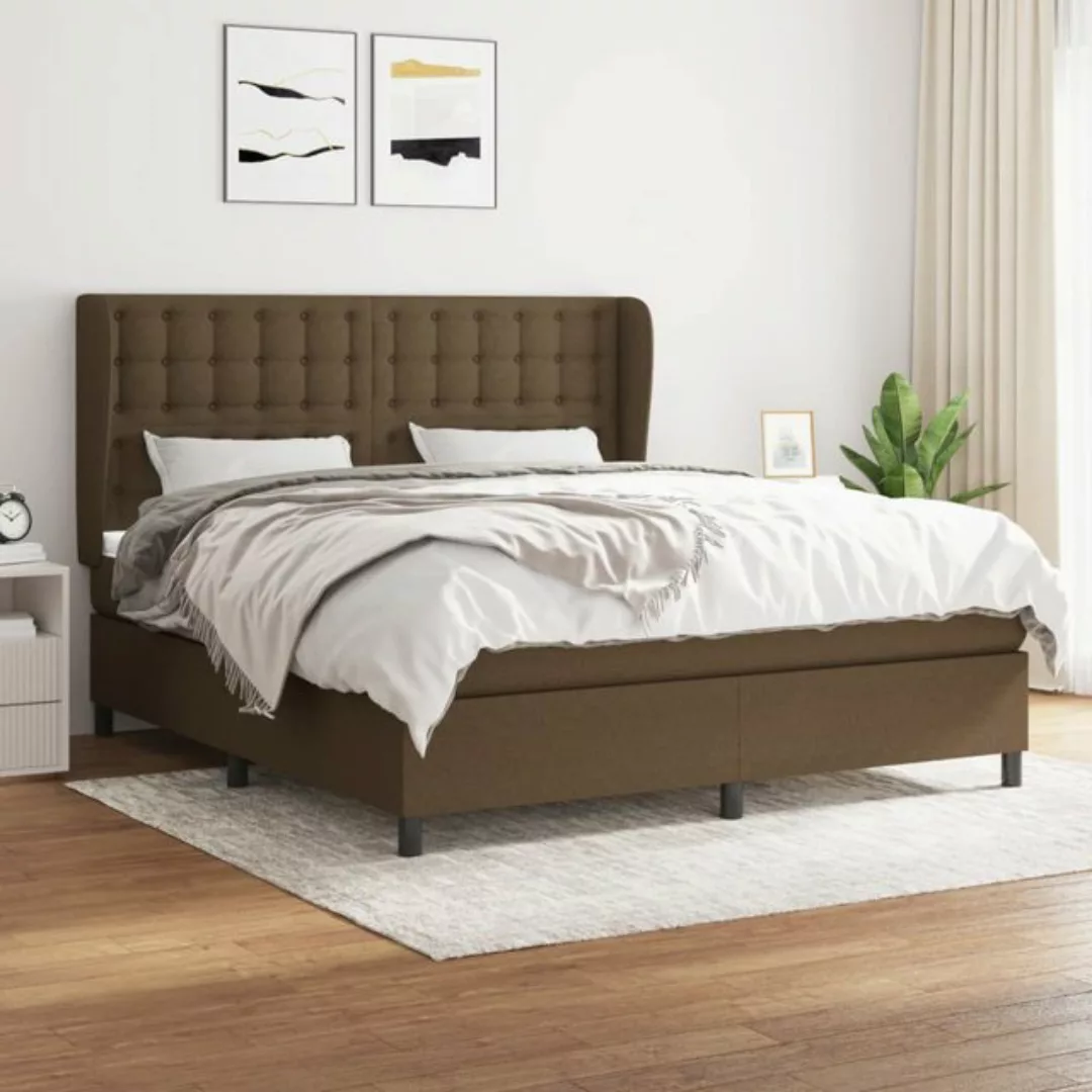 vidaXL Bettgestell Boxspringbett mit Matratze Dunkelbraun 180x200 cm Stoff günstig online kaufen