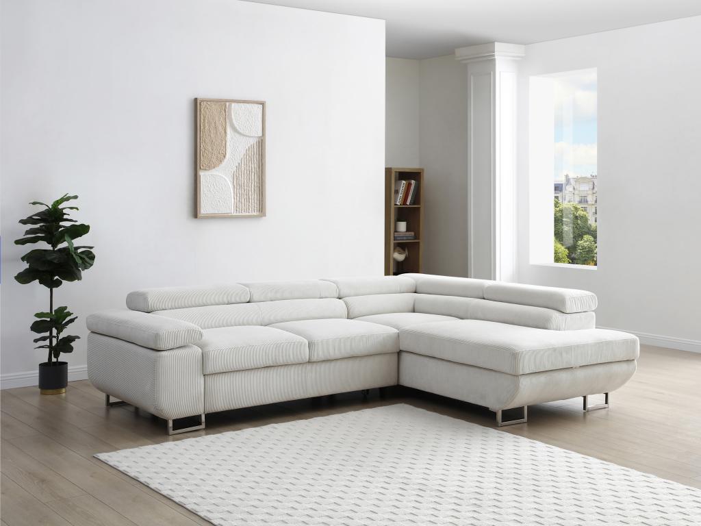 Ecksofa mit Schlaffunktion - Ecke rechts - Cord - Beige - NURAZIO günstig online kaufen