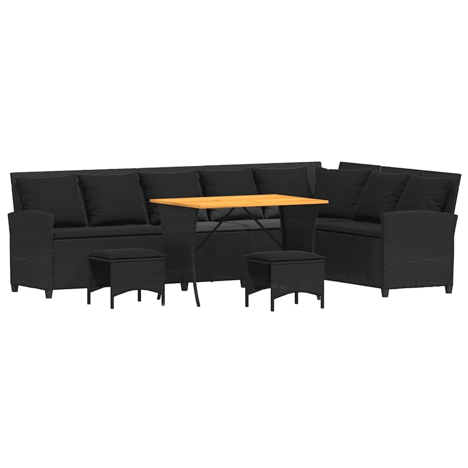 vidaXL 4-Tlg Garten-Sofagarnitur mit Kissen L-Form Schwarz Poly Rattan 3365 günstig online kaufen