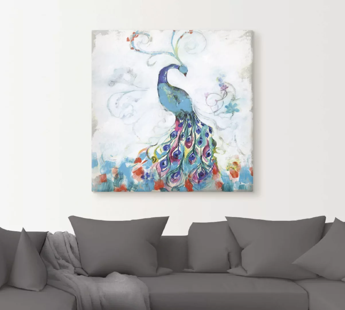 Artland Leinwandbild "Konfettipfau I", Vögel, (1 St.), auf Keilrahmen gespa günstig online kaufen