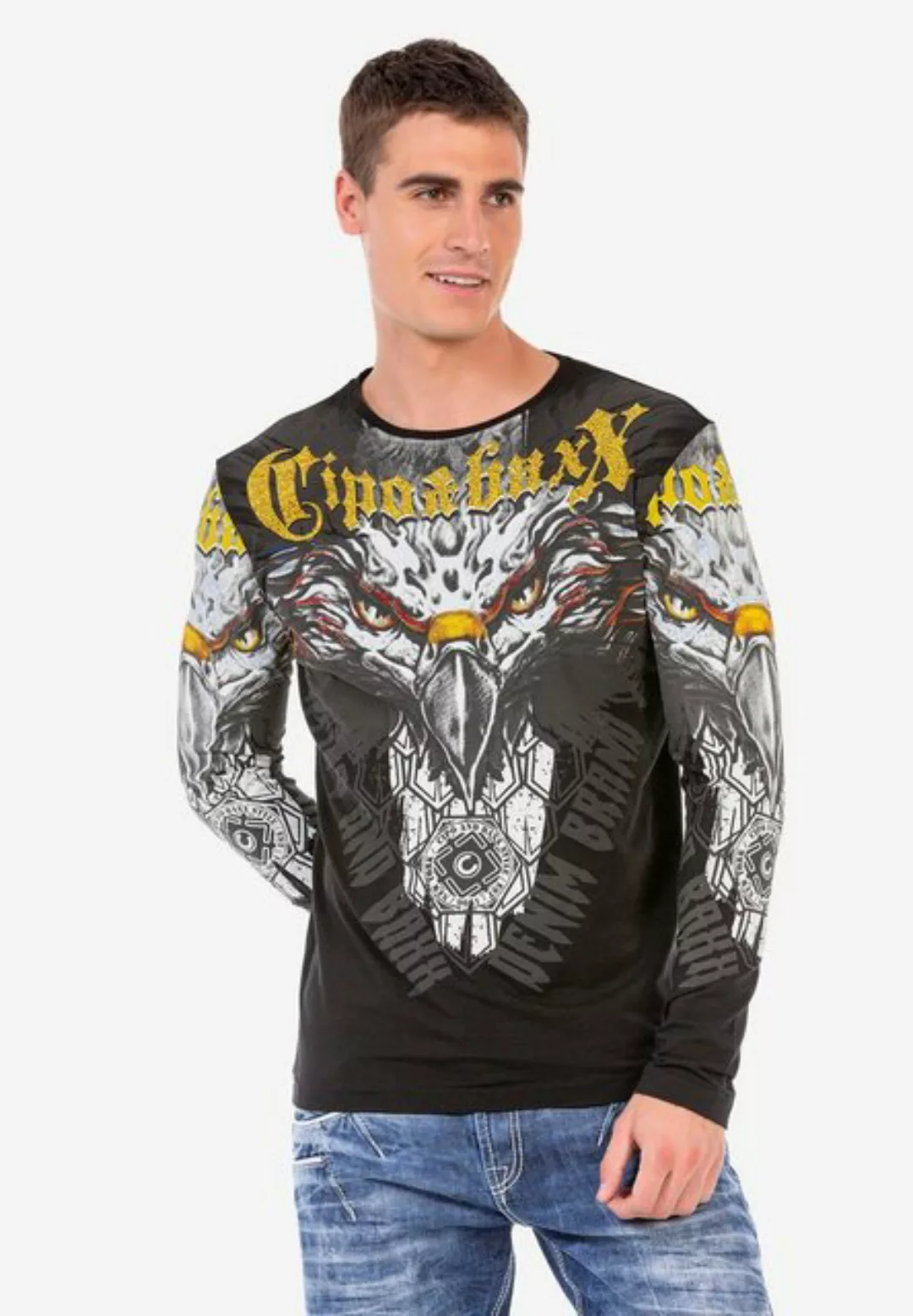 Cipo & Baxx Langarmshirt mit coolem Adler-Print günstig online kaufen