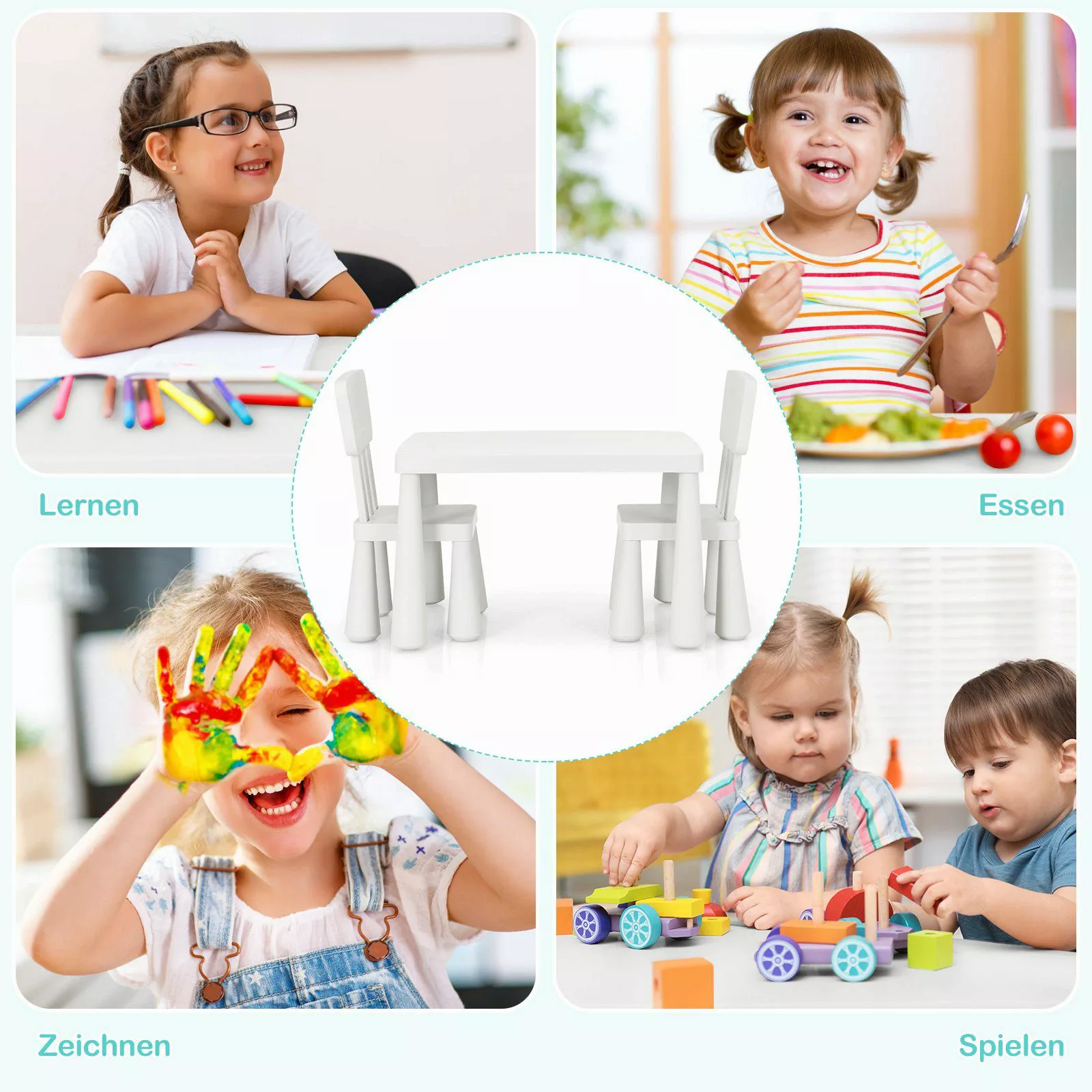 COSTWAY Kindersitzgruppe 3 TLG. Kindermöbel, (Kindertisch günstig online kaufen