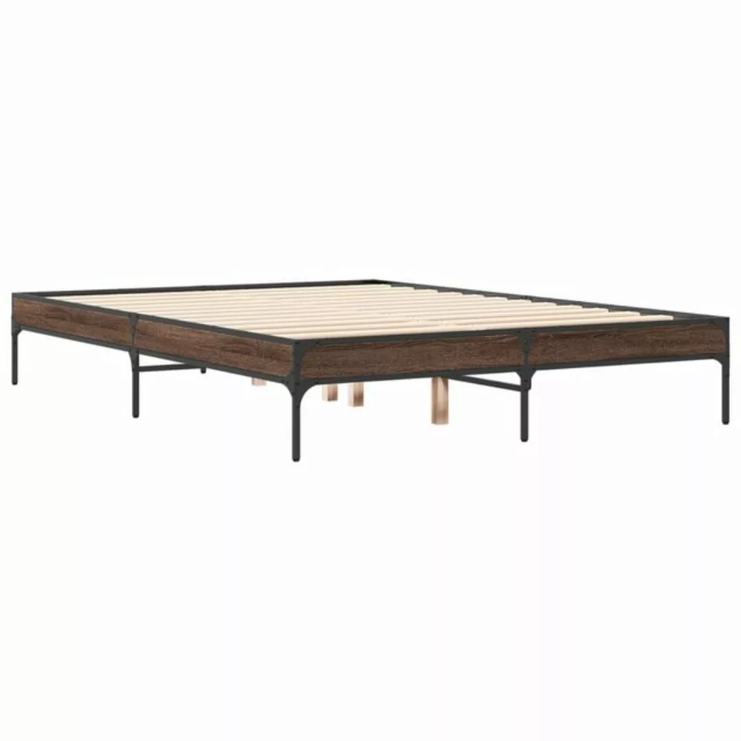 vidaXL Bett Bettgestell Braun Eichen-Optik 120x190 cm Holzwerkstoff Metall günstig online kaufen