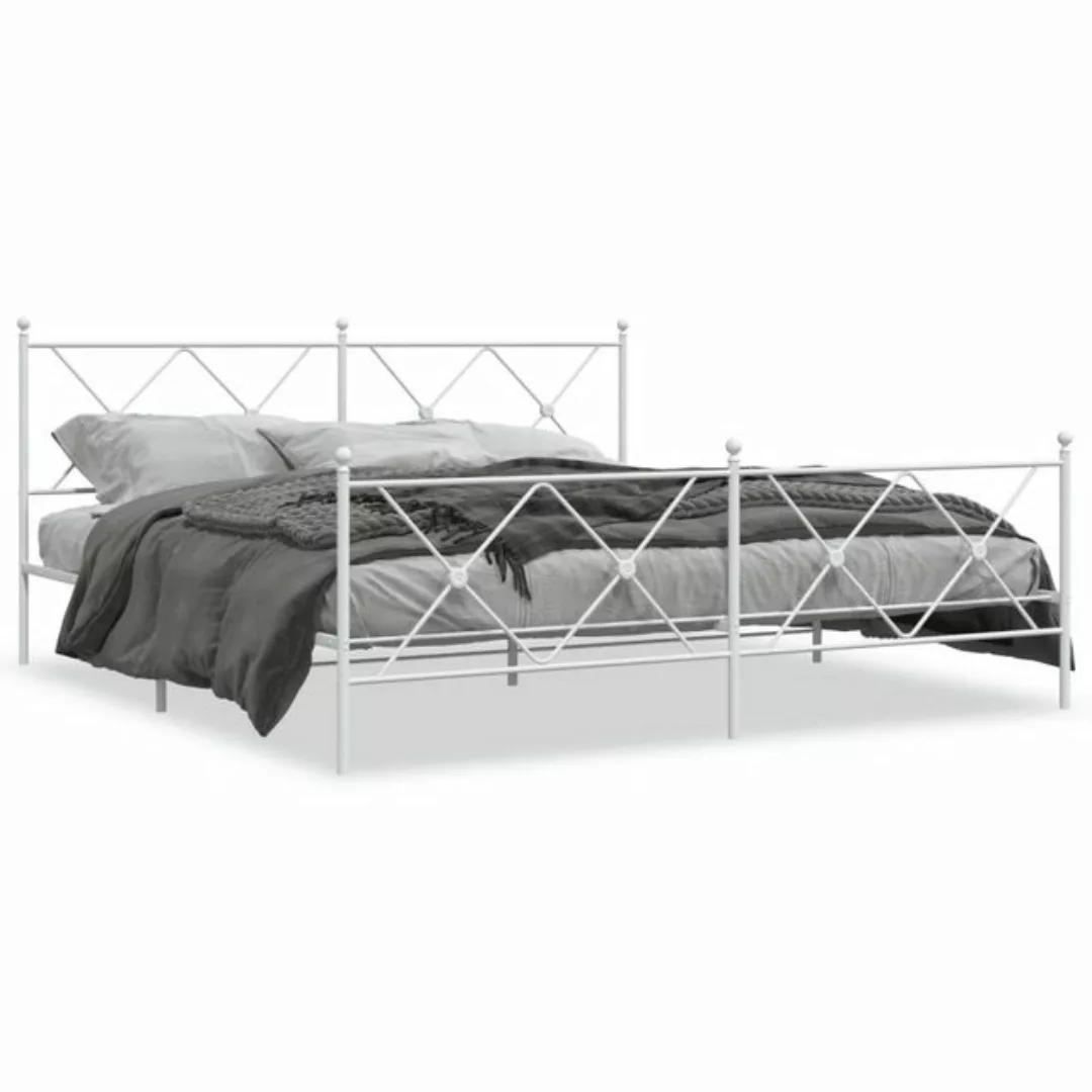 vidaXL Bettgestell, Bettrahmen mit Kopf- und Fußteil Metall Weiß 183x213 cm günstig online kaufen