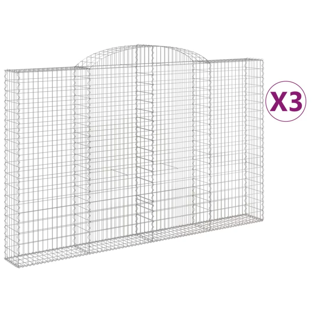 Vidaxl Gabionen Mit Hochbogen 3 Stk. 300x30x180/200cm Verzinktes Eisen günstig online kaufen