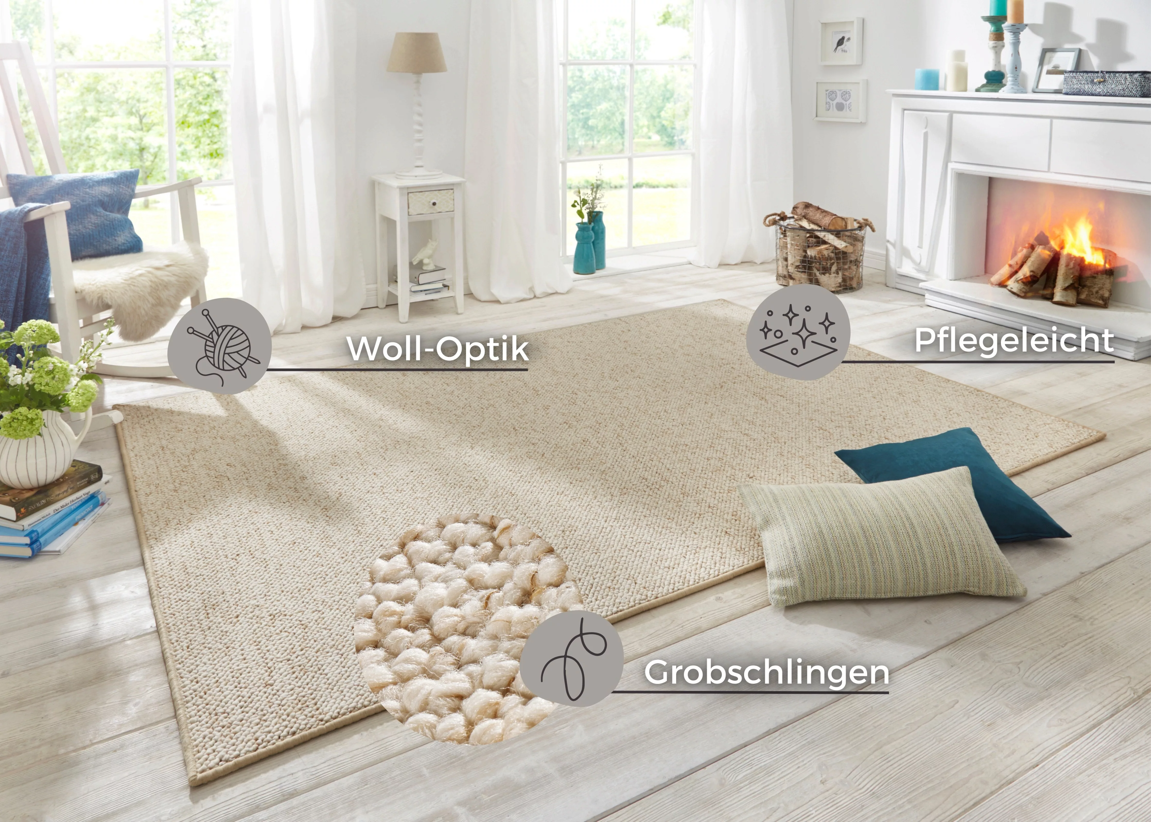 HANSE Home Teppich »Wolly 2«, rechteckig, 12 mm Höhe, Flachgewebe, Läufer, günstig online kaufen