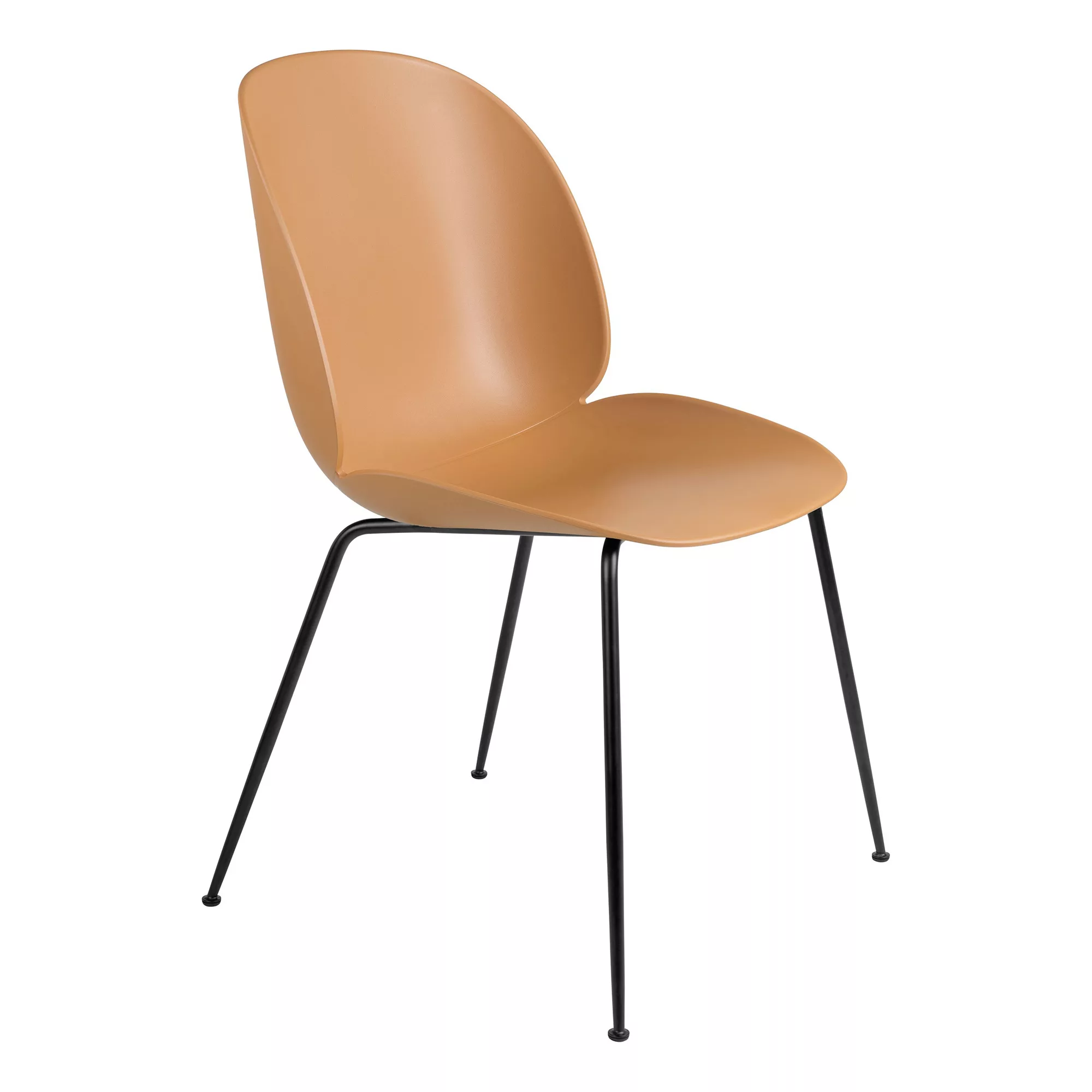 Gubi - Beetle Dining Chair Gestell schwarz - bernstein braun/Sitzschale Pol günstig online kaufen