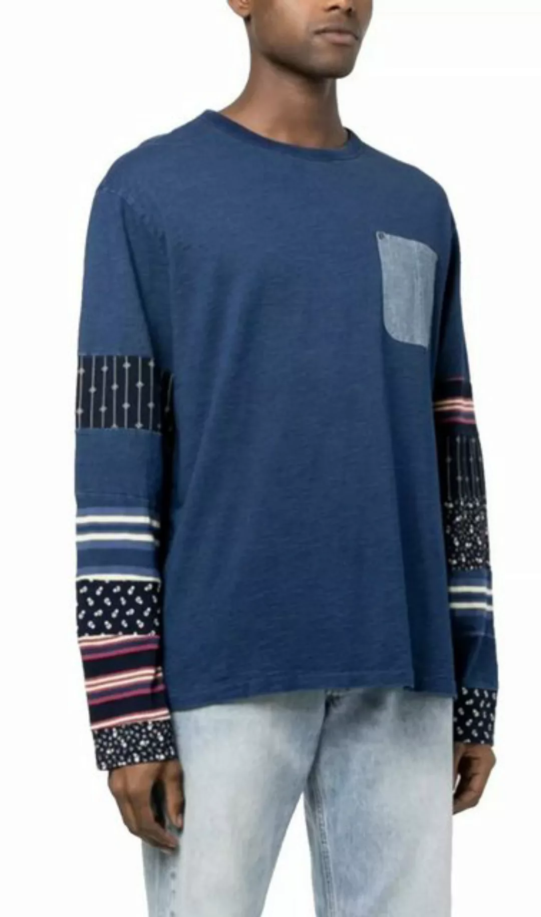 Polo Ralph Lauren Longsleeve Patchwork Dyed Indigo Langarmshirt Sweatshirt günstig online kaufen