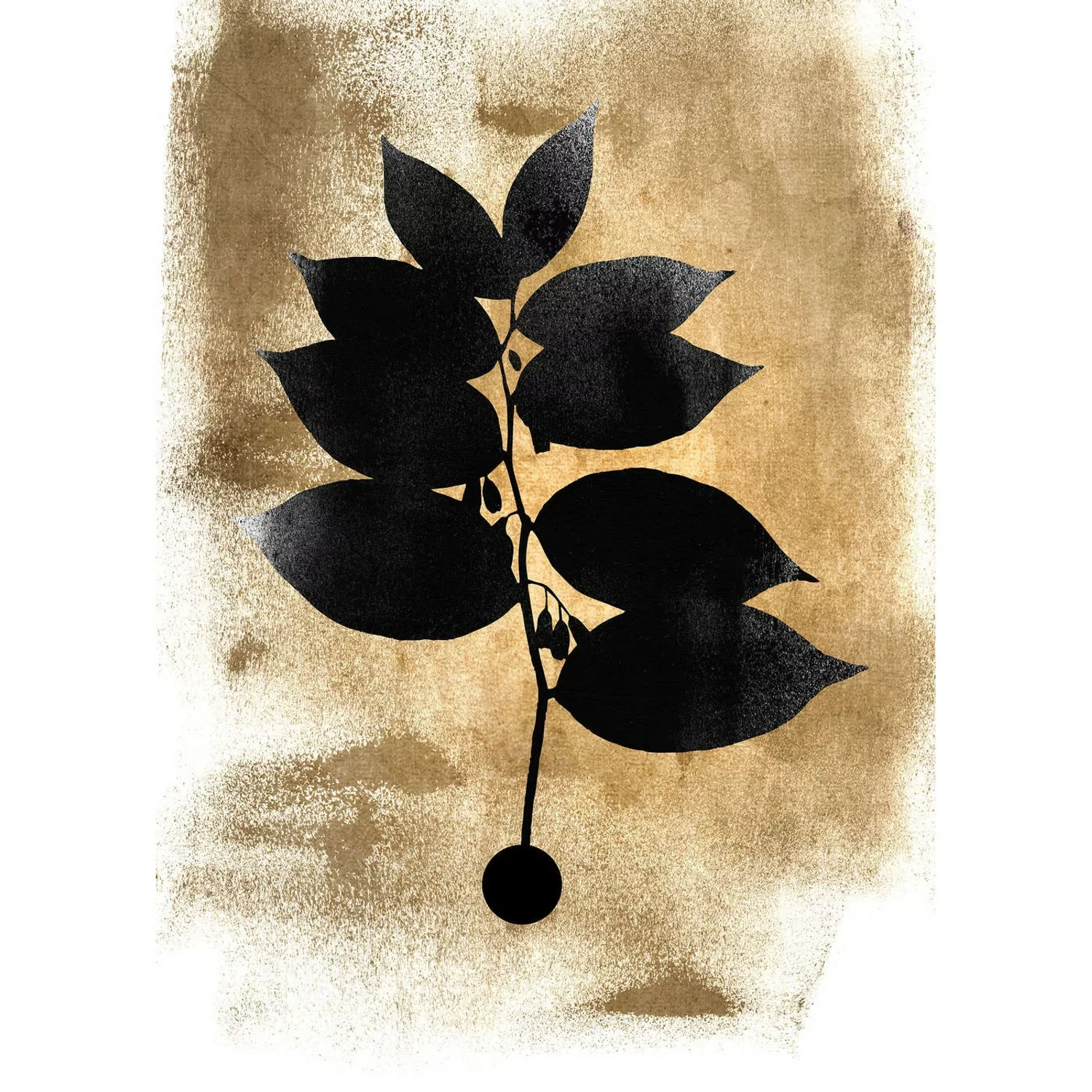 Fototapete Blume Blätter Abstrakt Schwarz Gold Weiß 2,00 m x 2,80 m FSC® günstig online kaufen