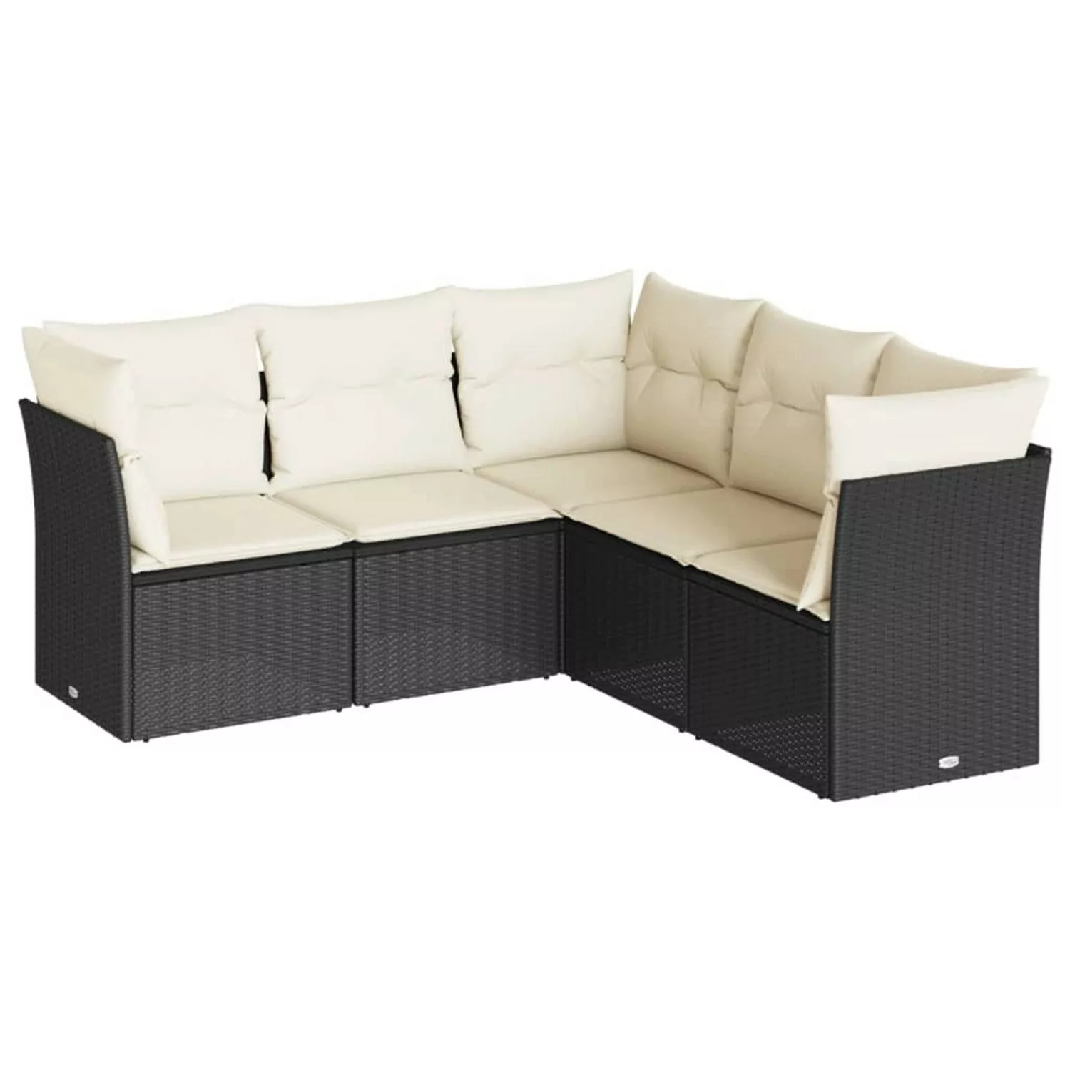 vidaXL 5-tlg Garten-Sofagarnitur mit Kissen Schwarz Poly Rattan Modell 18 günstig online kaufen