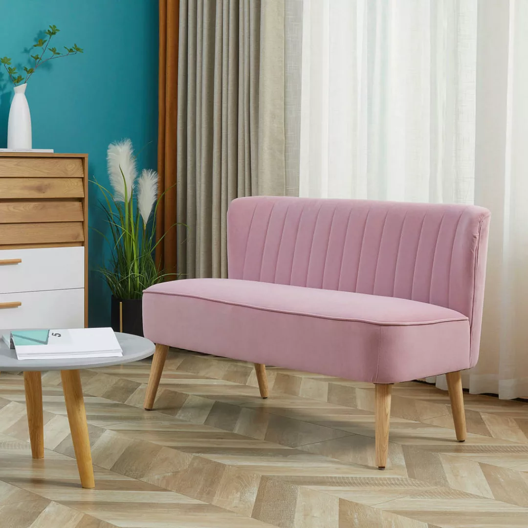 HOMCOM 2-Sitzer Sitzmöbel, Loungesofa, aus Holz, Samtartiges Polyster, Scha günstig online kaufen