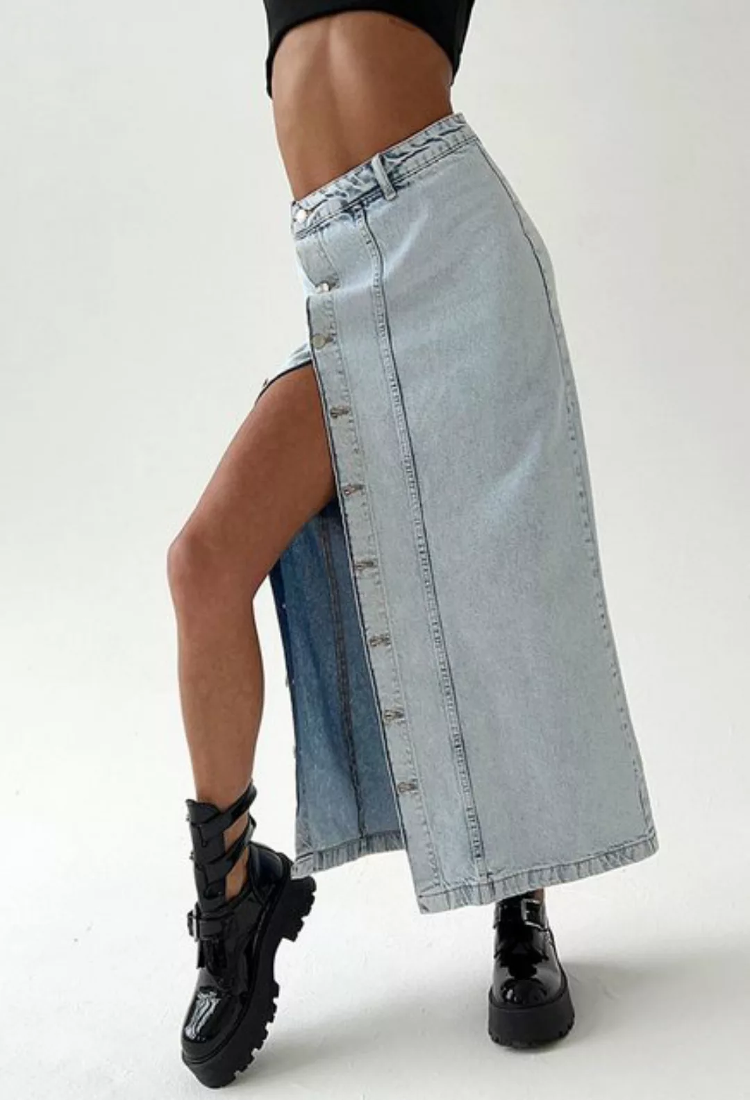 SEGUEN Sommerrock Vintage Schlitz hohe Taille Denim Rock für Frauen (Sommer günstig online kaufen