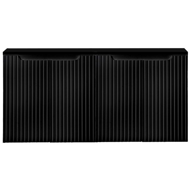 Lomadox Waschbeckenschrank NEWPORT-56-BLACK 120cm, in schwarz, gerillte Fro günstig online kaufen