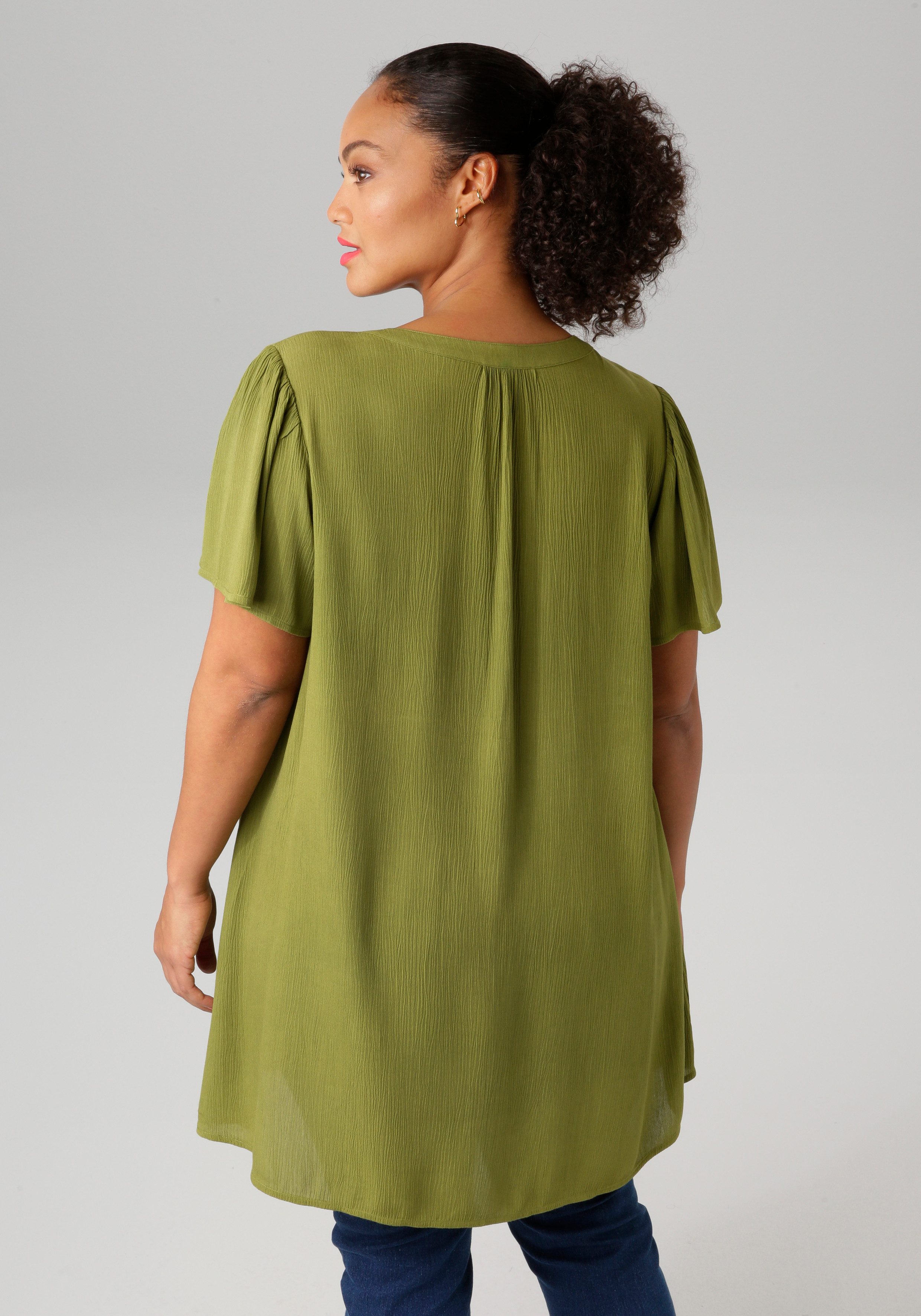 Aniston PLUS Longbluse, in trendiger Crepe-Qualität günstig online kaufen