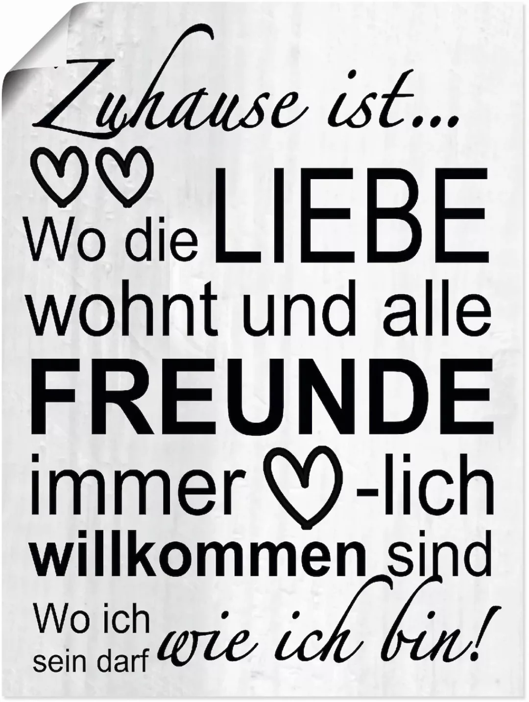 Artland Wandbild "Wo die Liebe wohnt", Sprüche & Texte, (1 St.), als Alubil günstig online kaufen