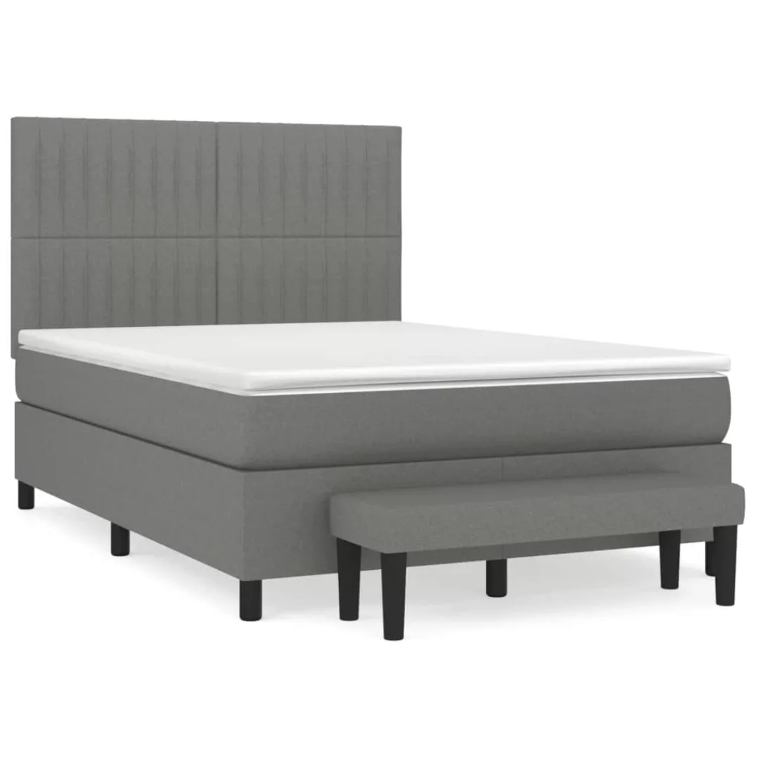 Vidaxl Boxspringbett Mit Matratze Dunkelgrau 140x200 Cm Stoff günstig online kaufen