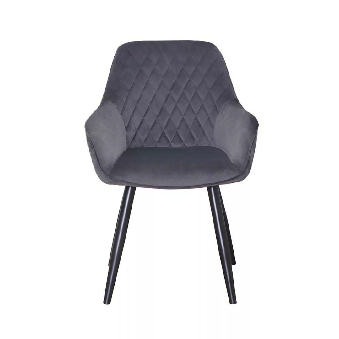 Esstisch Stühle in Grau Microfaser Metallbeinen in Schwarz (2er Set) günstig online kaufen