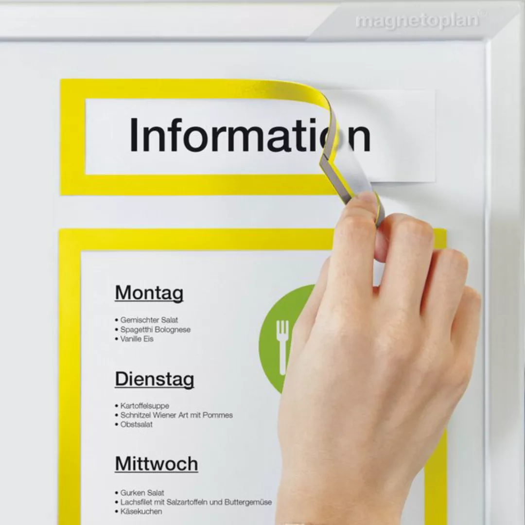 magnetoplan® Hängevitrine Magnetrahmen 5 Stk. gelb, 232x52mm (1-St) günstig online kaufen