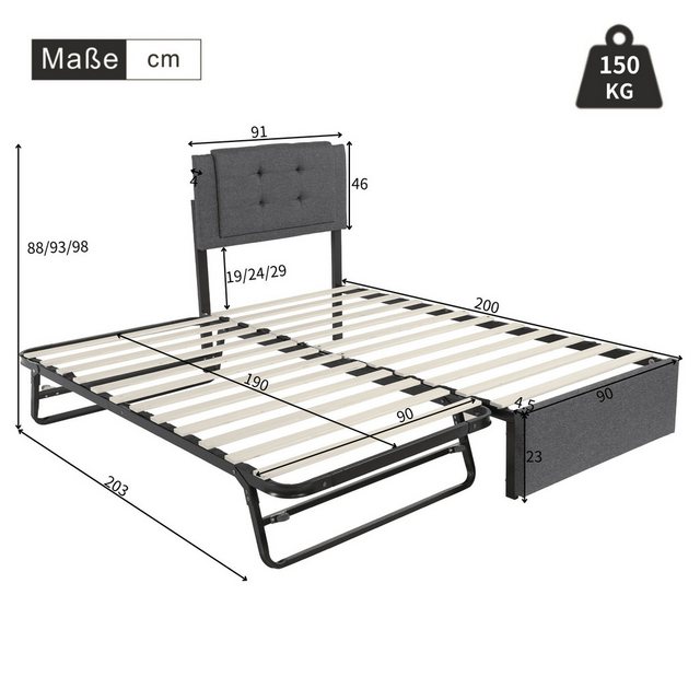 BlingBin Daybett Doppelbett mit Klappbaren und Hochklappbaren Metallbeinen günstig online kaufen