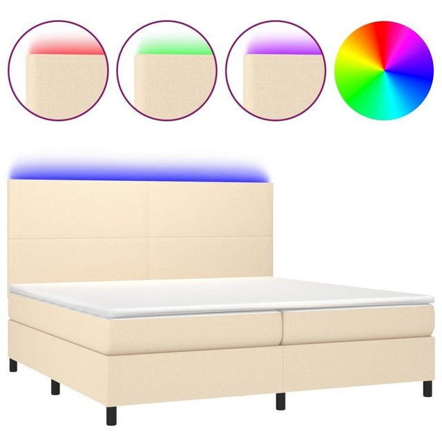 vidaXL Bettgestell Boxspringbett mit Matratze LED Creme 200x200 cm Stoff Be günstig online kaufen