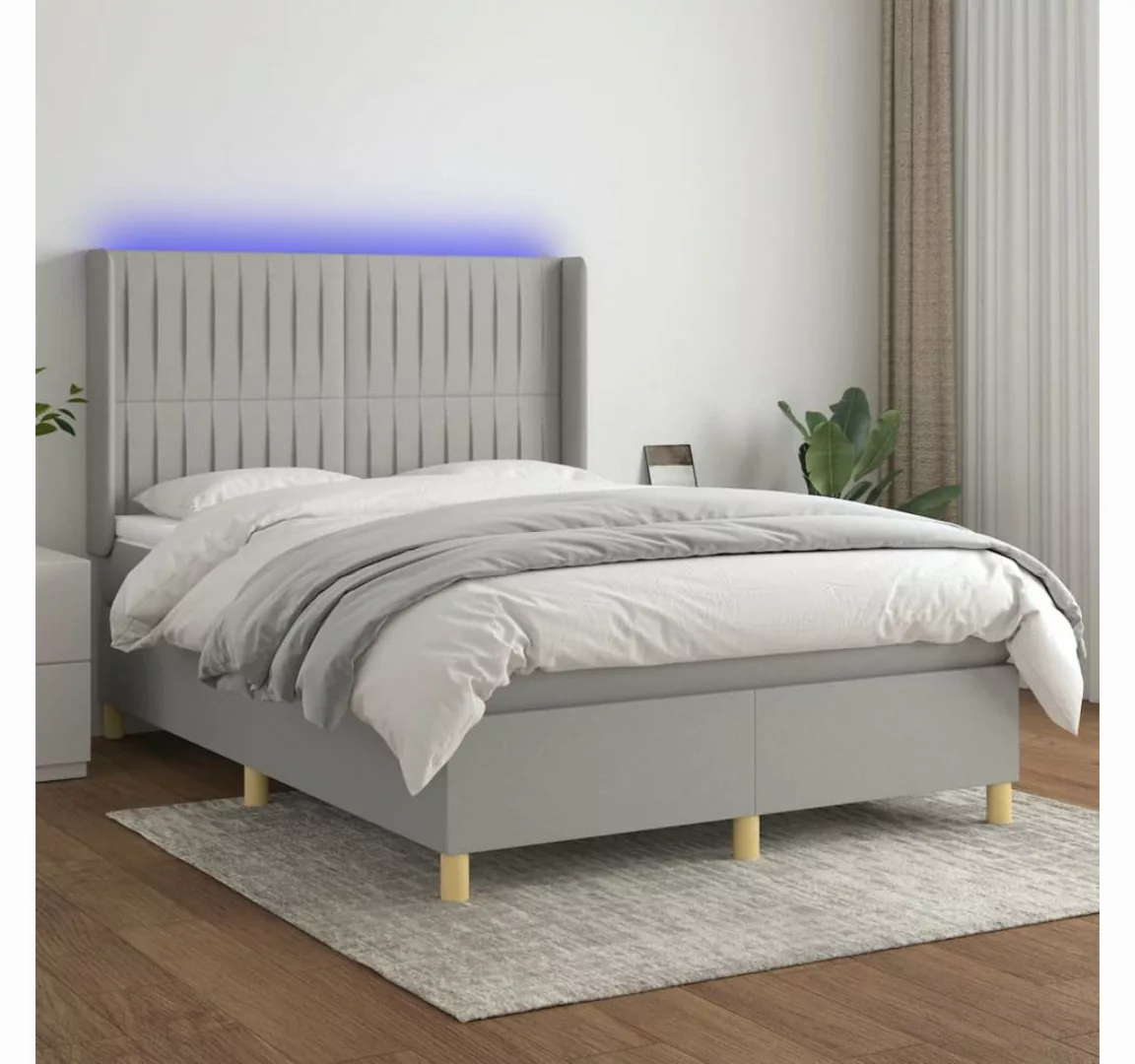 vidaXL Boxspringbett Bett Boxspringbett mit Matratze und LED Stoff (140 x 1 günstig online kaufen