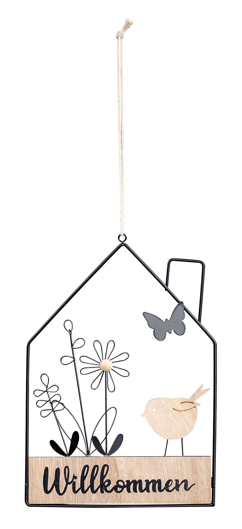 Levandeo® Metallbild, Willkommensschild Hausform Metall Türschild günstig online kaufen