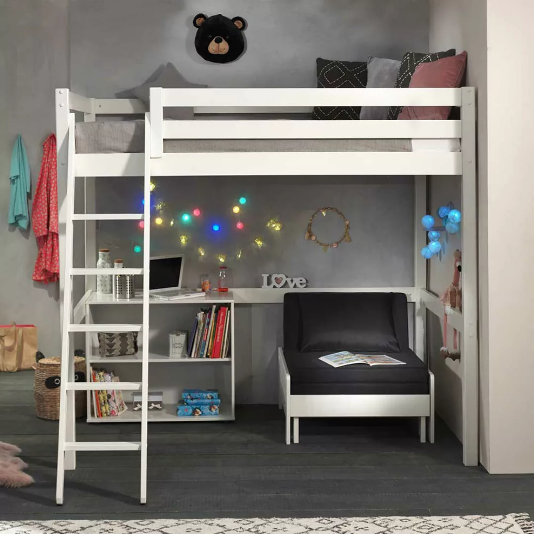 Kinderzimmermöbel Set in Weiß Kiefer Massivholz und MDF (dreiteilig) günstig online kaufen