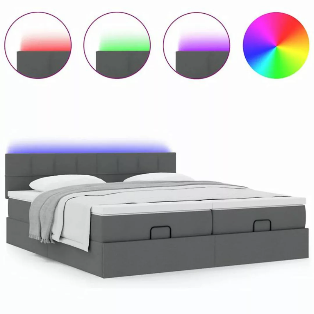 vidaXL Bett, Ottoman-Bett mit Matratzen & LEDs Dunkelgrau 180x200 cm Stoff günstig online kaufen