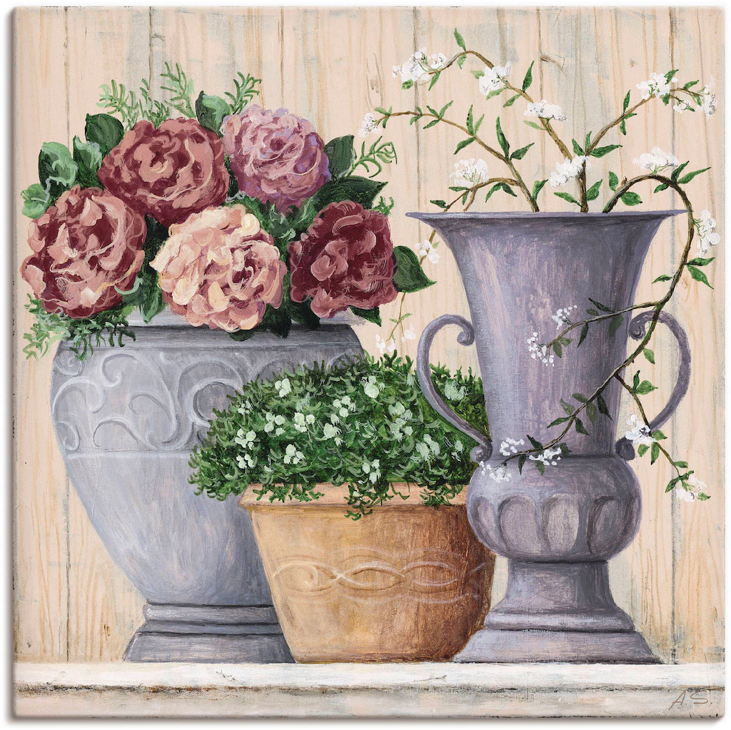 Artland Wandbild "Antike Blumen hell", Vasen & Töpfe, (1 St.), als Alubild, günstig online kaufen