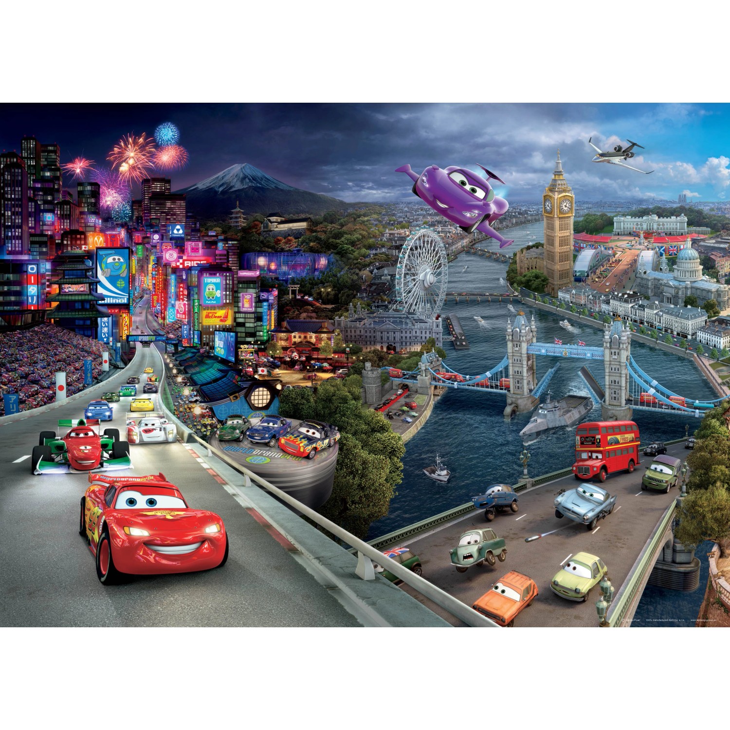 Disney Poster Cars Blau Rot und Lila 160 x 110 cm 600649 günstig online kaufen