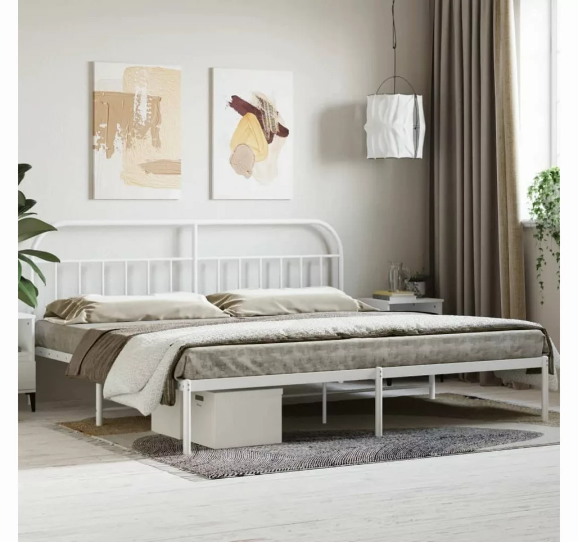 furnicato Bett Bettgestell mit Kopfteil Metall Weiß 193x203 cm günstig online kaufen