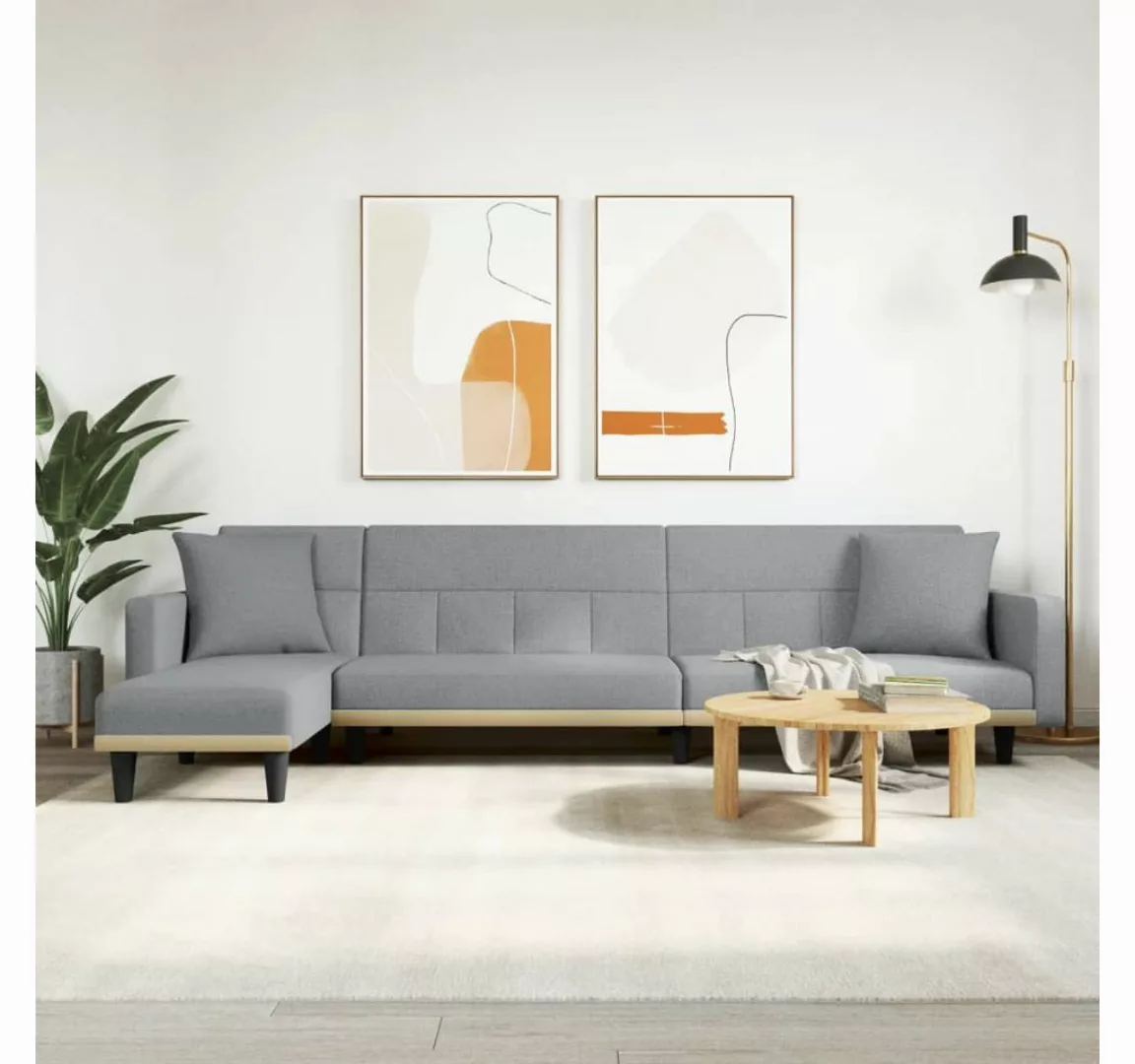 vidaXL Sofa Schlafsofa in L-Form Hellgrau 275x140x70 cm Stoff Schlafcouch C günstig online kaufen